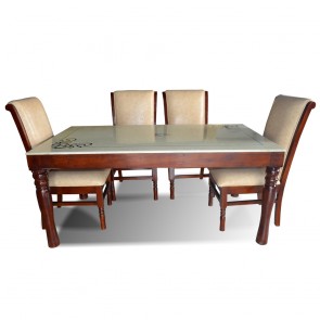 Helena 6 Seater Dining Table Set with Marble Top 